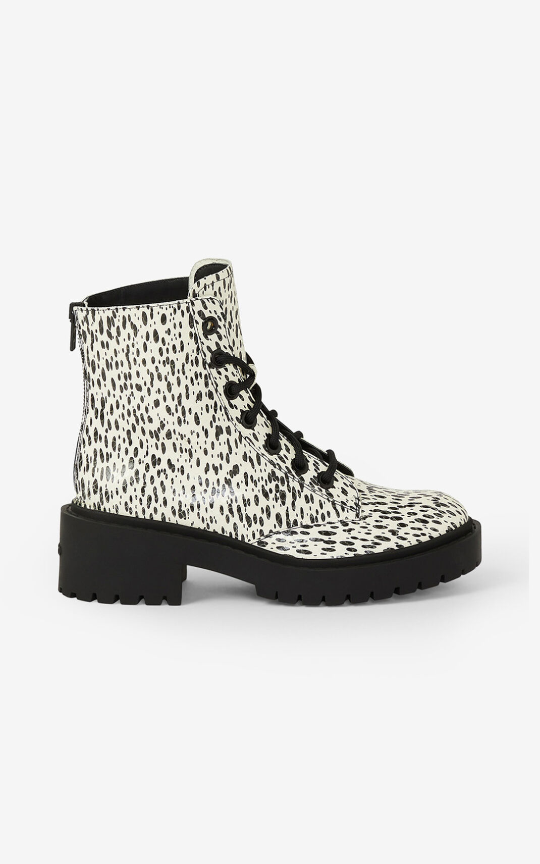 Kenzo Lace up Pike Leopard leather ankle Ženska Škornji Bela SI-3339906